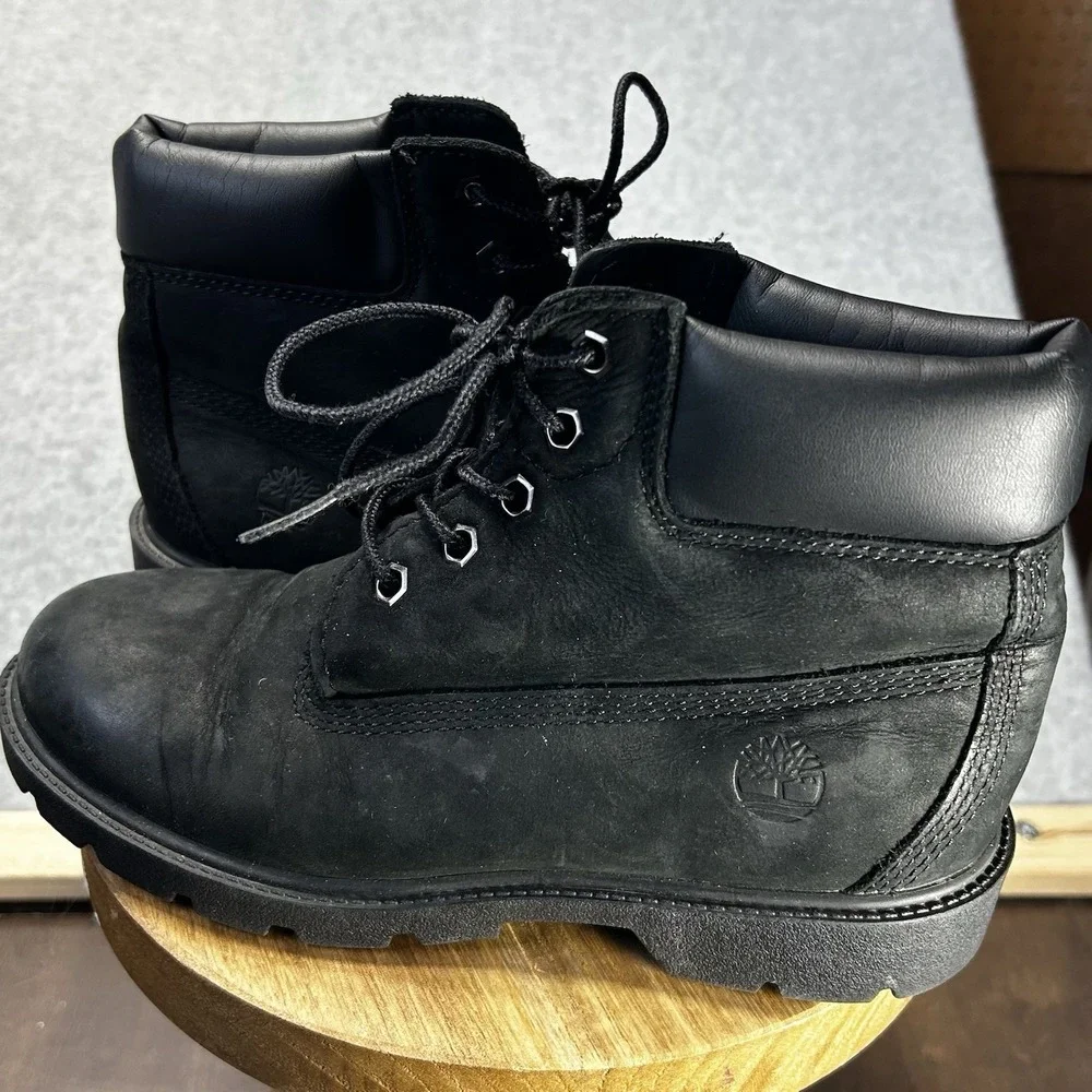 Timberland 10710 6-Inch Premium Boys 3 Black Leather Waterproof‎ Boots